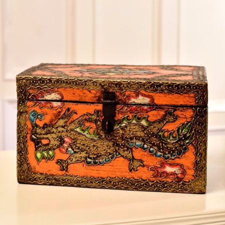 Handmade High-Quality Wooden Box with Dragon Design